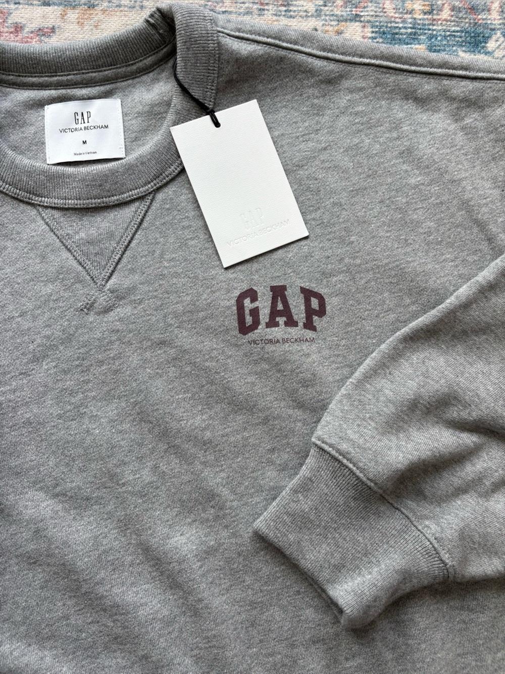 GAP Heather Gray Crewneck Sweatshirt with Maroon Logo
